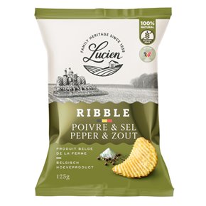 Belgische geribbelde chips peper & zout 125g