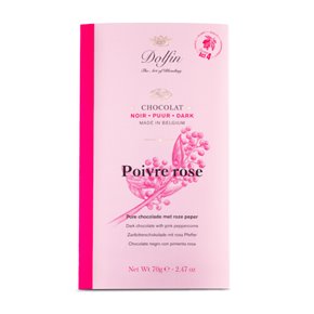 Pure chocolade met roze bessen 70g*